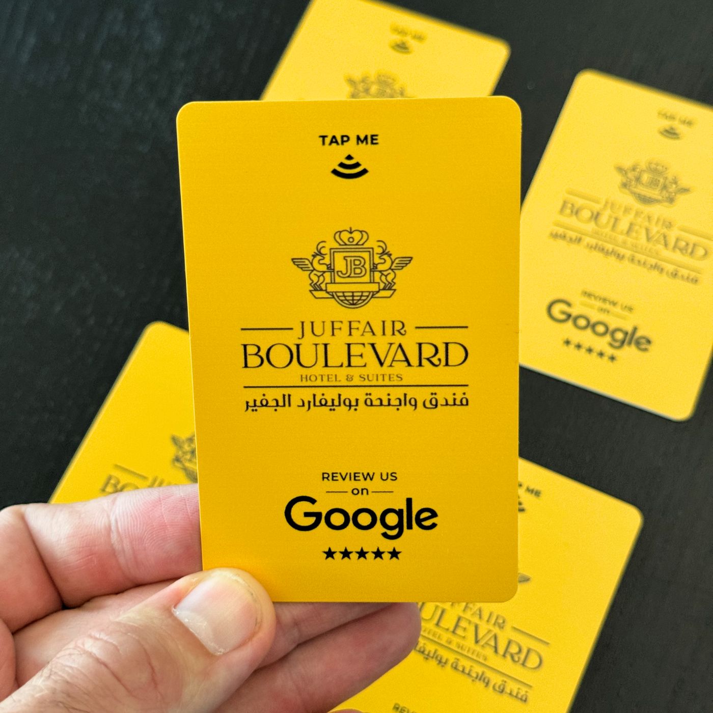 RATECARDS VIP Customized Design – custom-branded NFC tap-to-review card pre-programmed to your Google profile, QR code backup