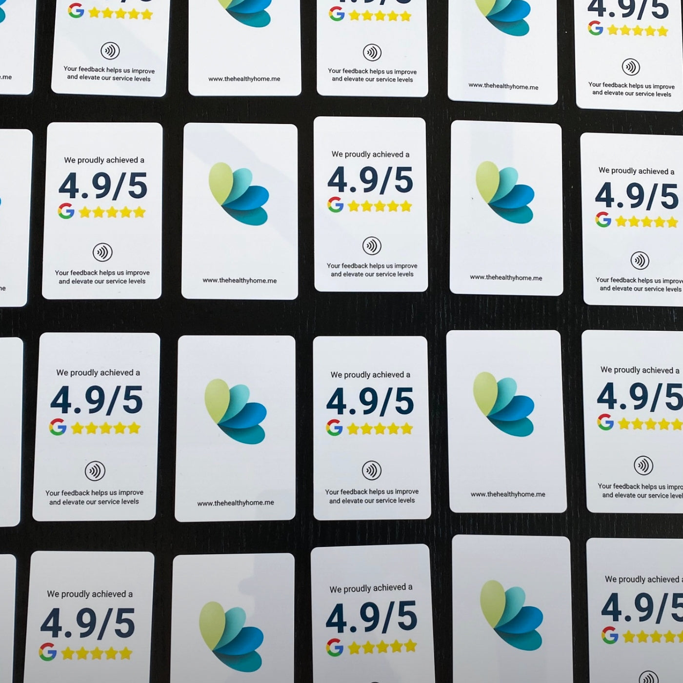 RATECARDS VIP Customized Design – custom-branded NFC tap-to-review card pre-programmed to your Google profile, QR code backup