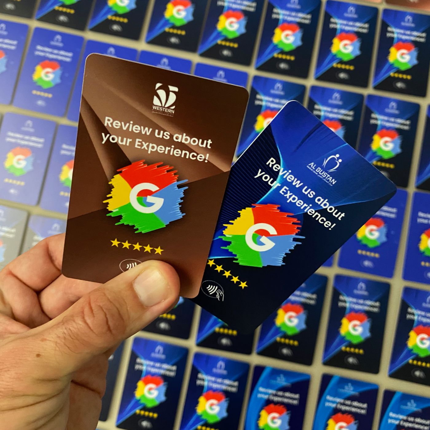 RATECARDS VIP custom-branded NFC review product – tap to review, pre-programmed to your profile, QR code backup
