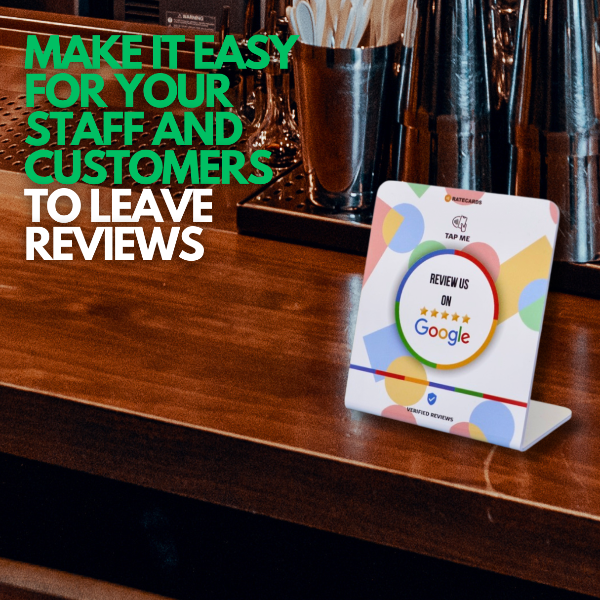 RATECARDS Google review stand – original tap-to-review brand