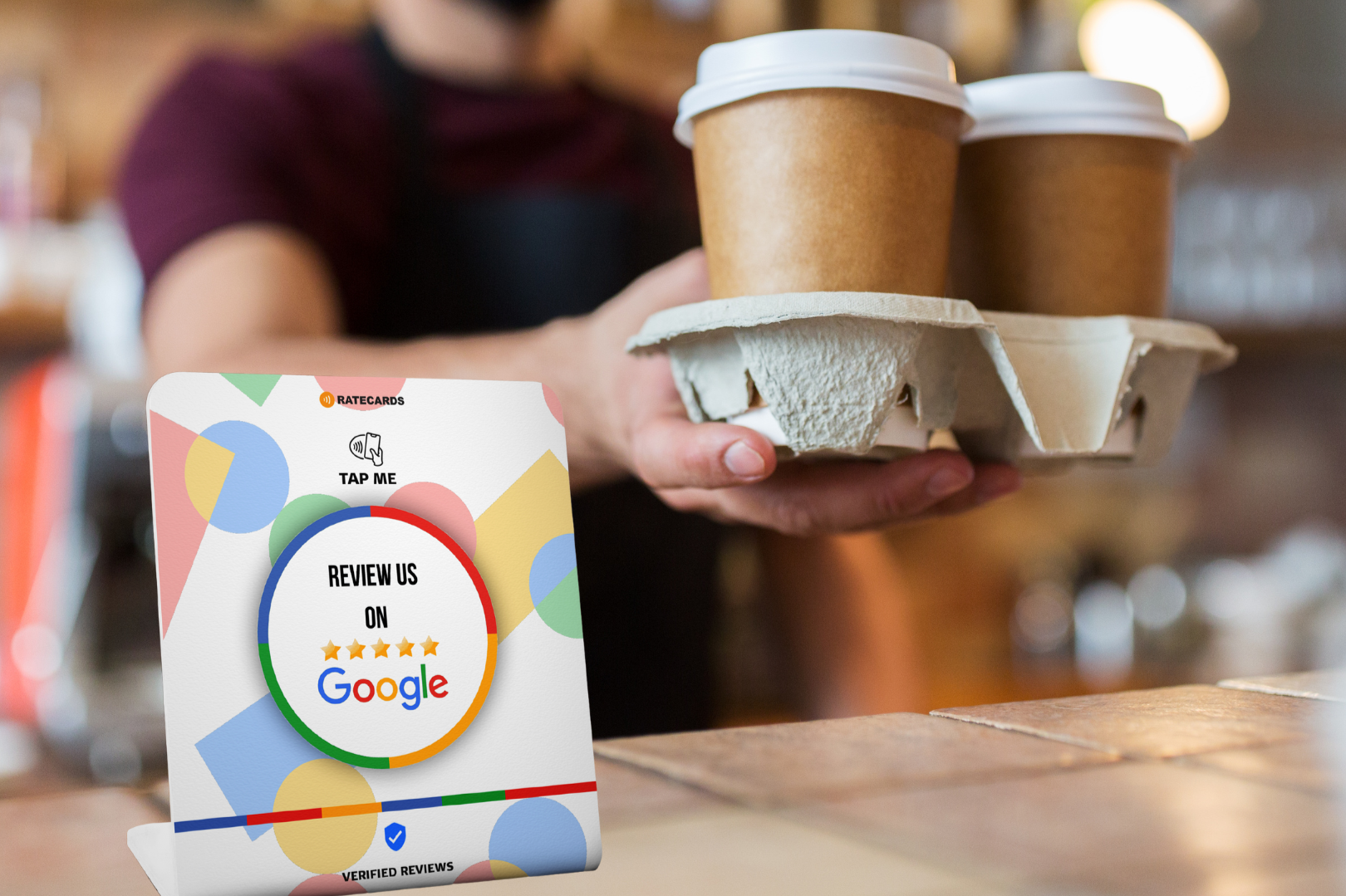 RATECARDS Google review stand – no app, tap to review