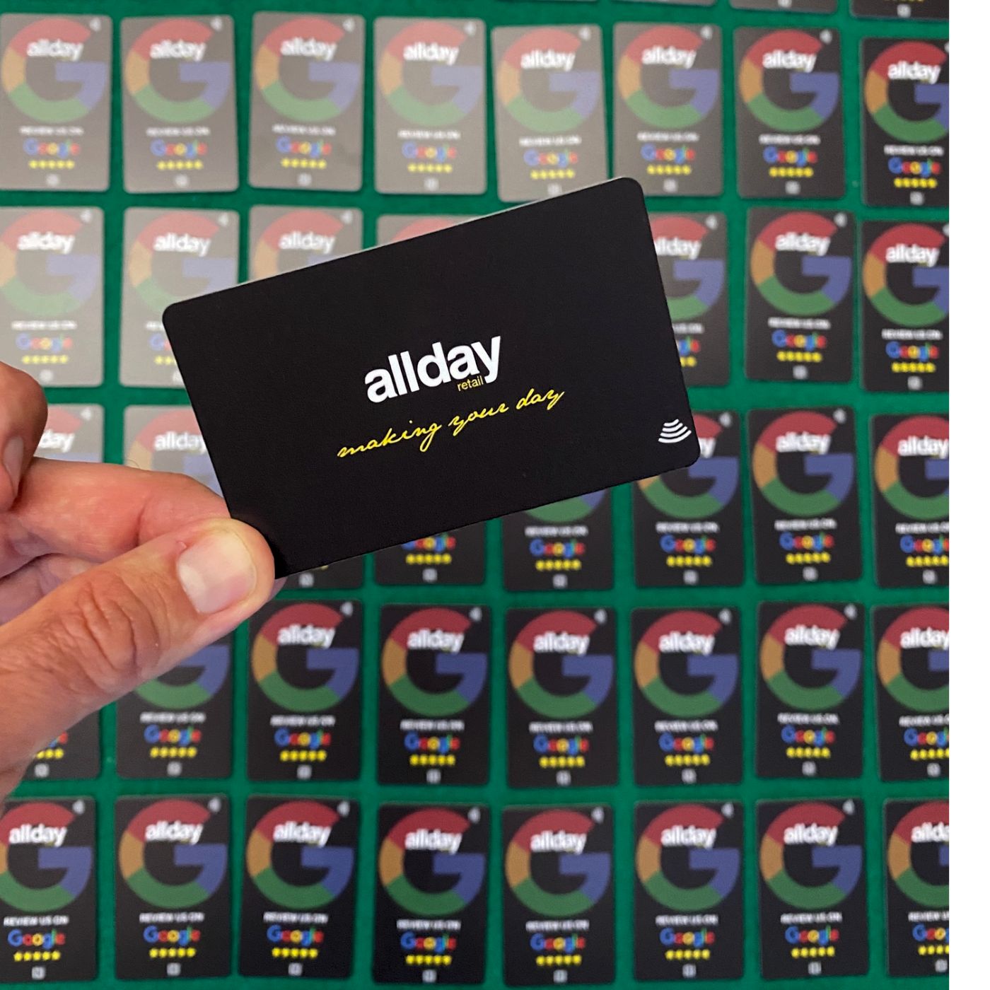 RATECARDS VIP Customized Design – custom-branded NFC tap-to-review card pre-programmed to your Google profile, QR code backup