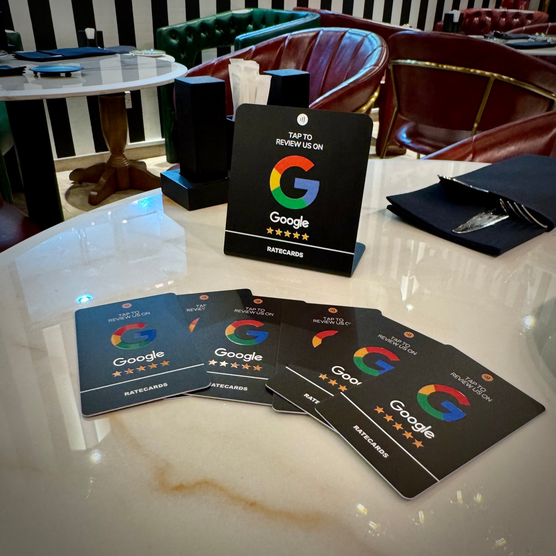 RATECARDS Black Edition Google review stand – more 5-star reviews