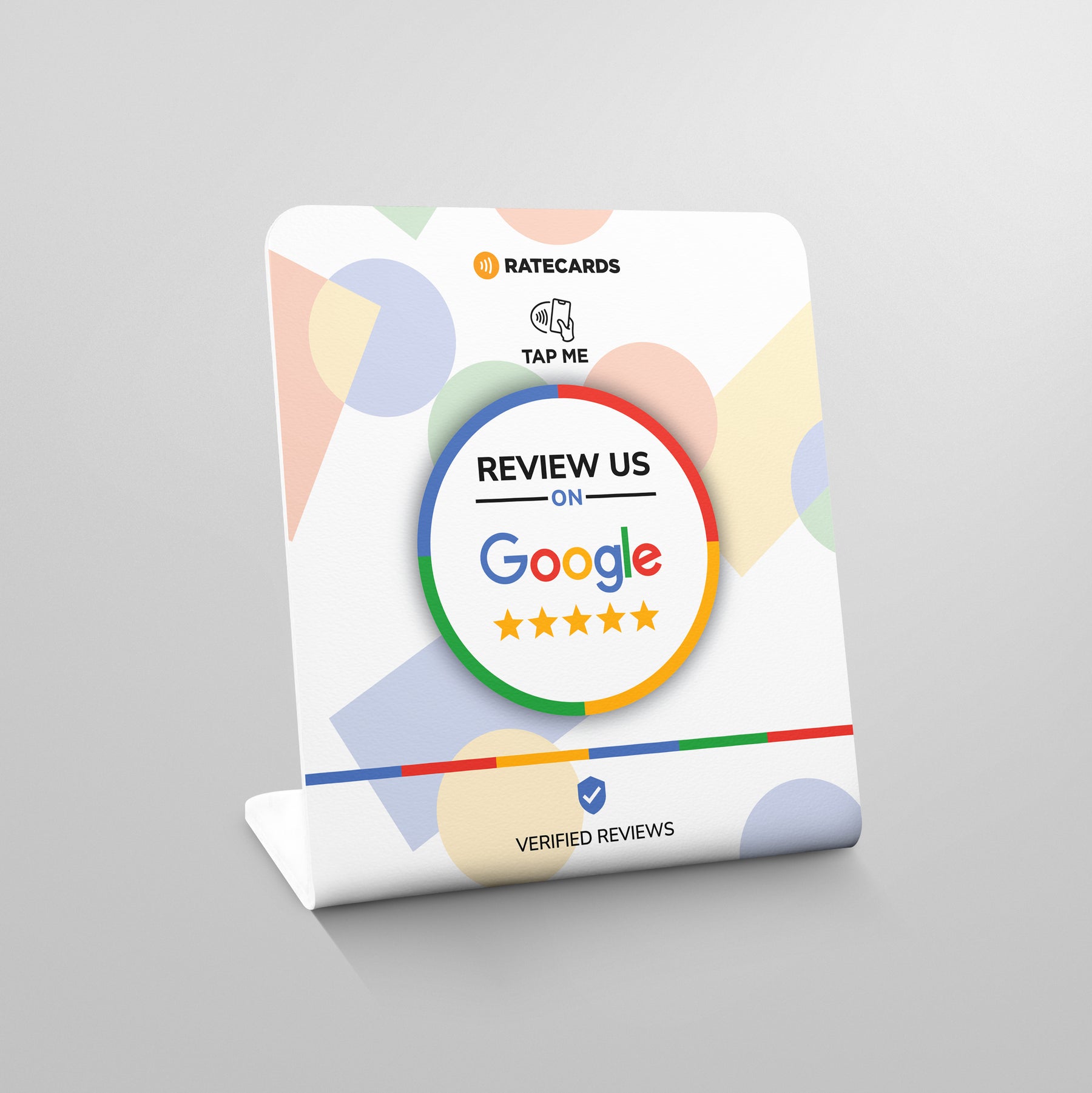 RATECARDS Google review stand – tap-to-review NFC stand for counters and tables