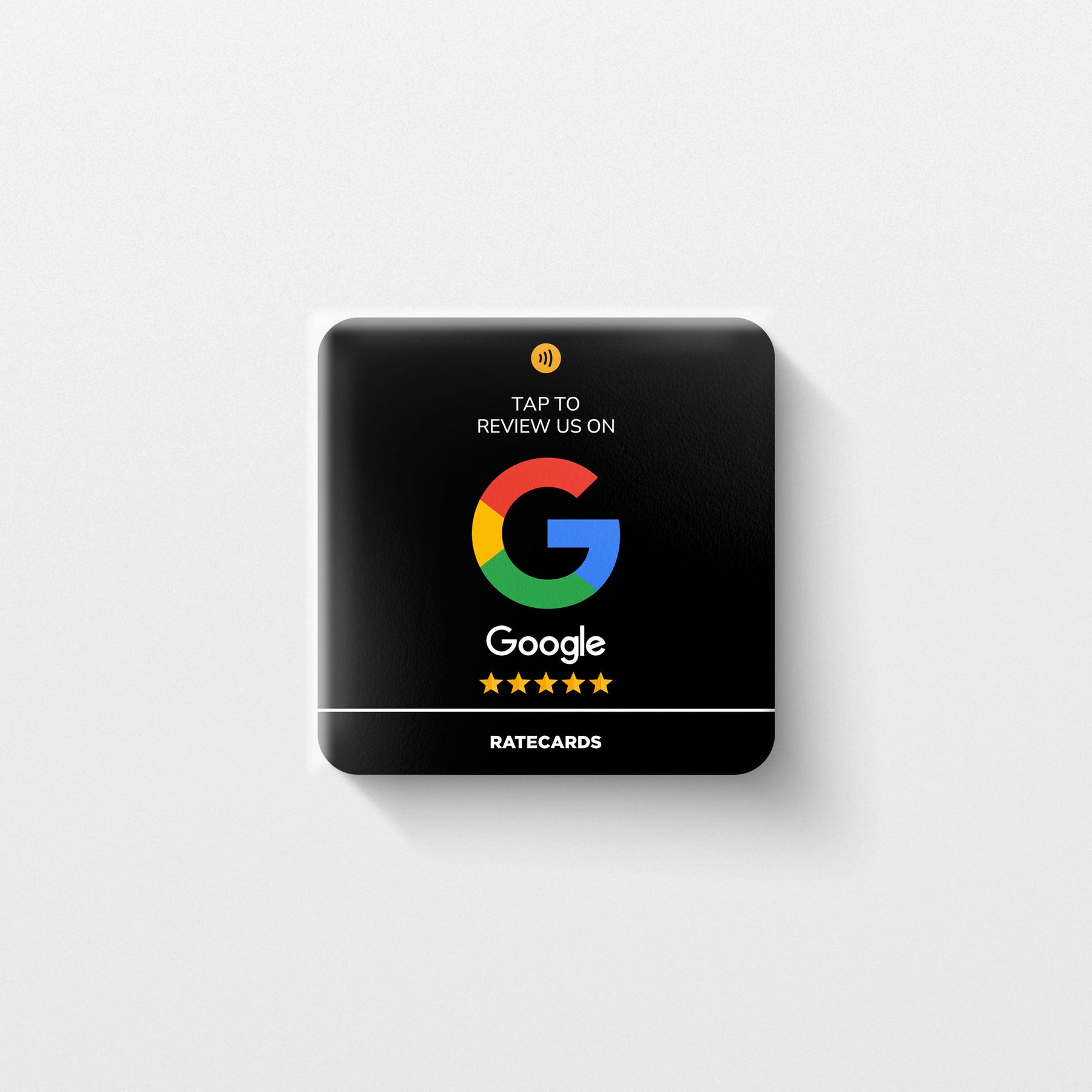RATECARDS Premium Black Google Review Sticker – NFC tap-to-review sticker that opens your Google review page, QR code backup