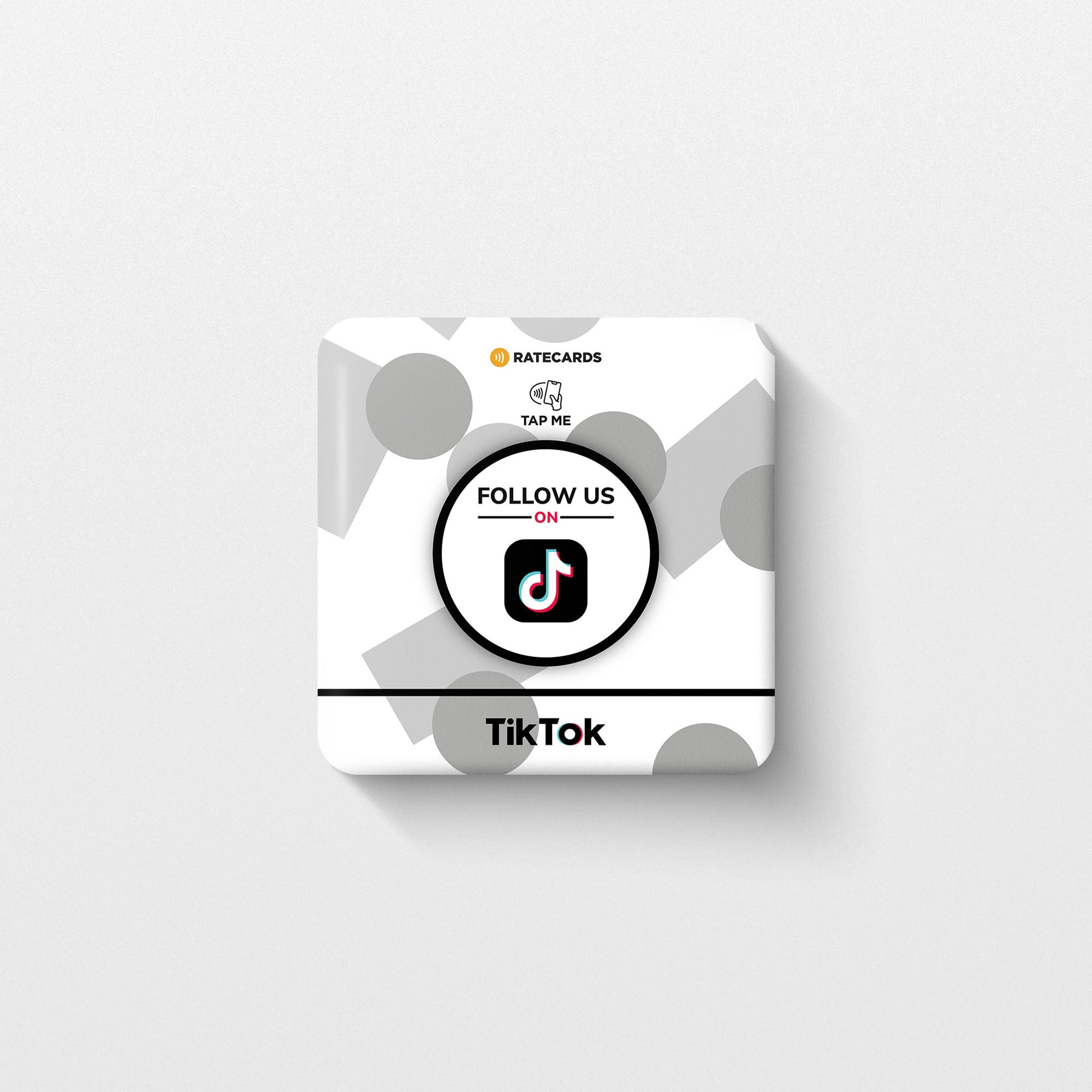 RATECARDS TikTok Follower Plate – wall-mounted NFC plate that opens your TikTok profile on tap, QR code backup