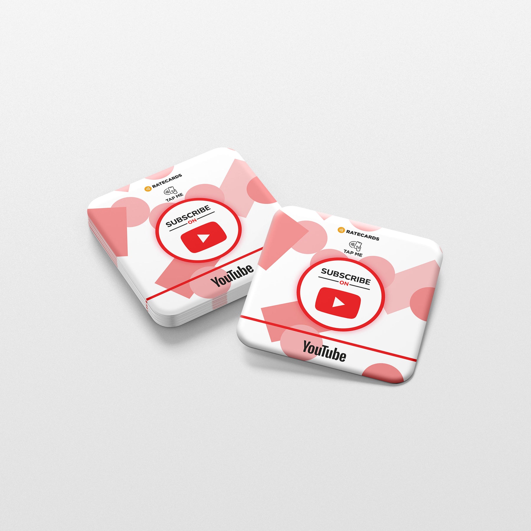 RATECARDS YouTube Subscriber Plate – wall-mounted NFC tap-to-subscribe plate linking to your YouTube channel, QR code backup