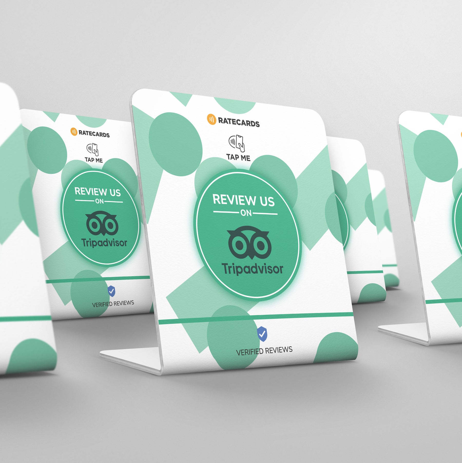 RATECARDS Tripadvisor review stand – tap to review in seconds