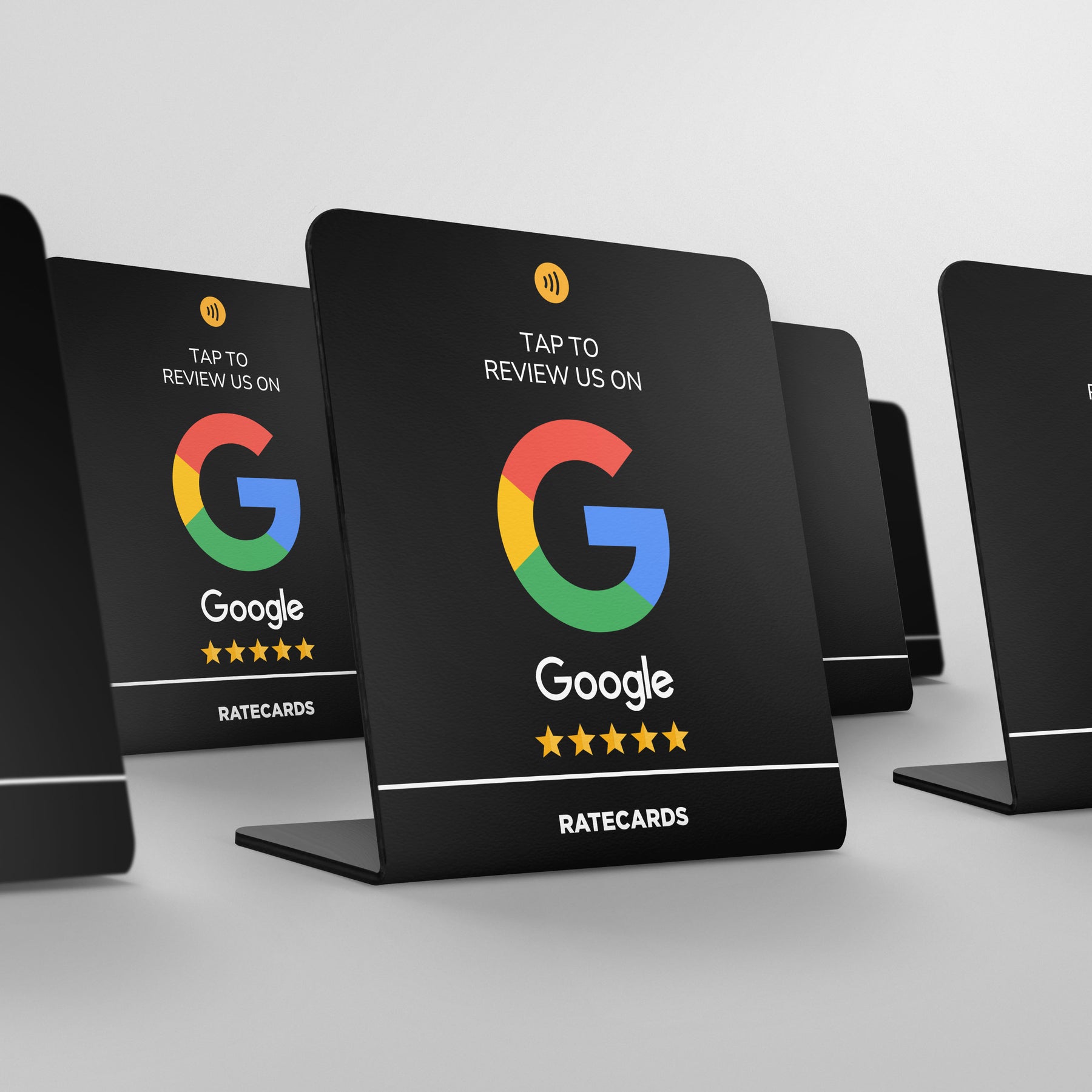 RATECARDS Premium Black Google review stand for counters
