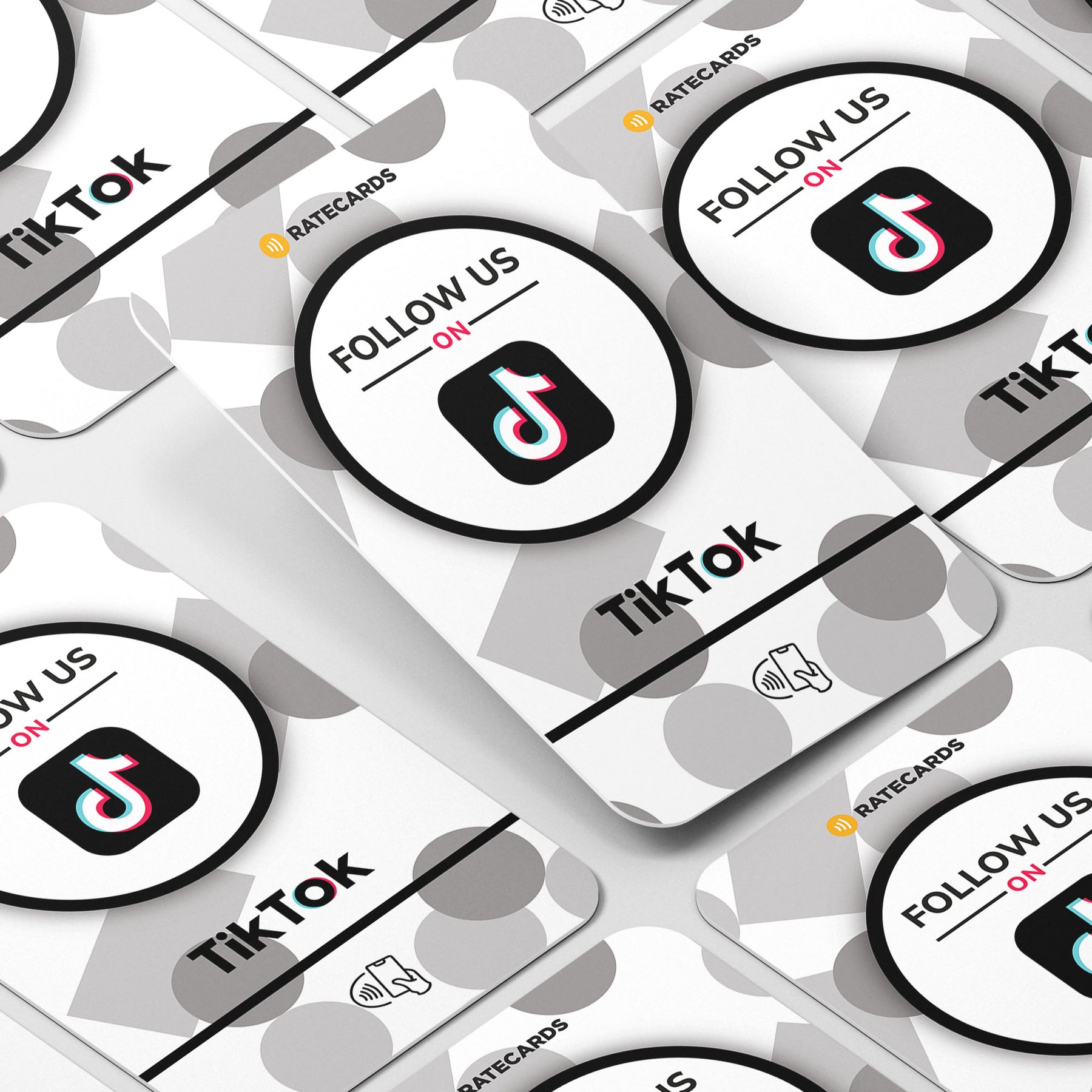 Customer tapping a RATECARDS TikTok card to follow on TikTok