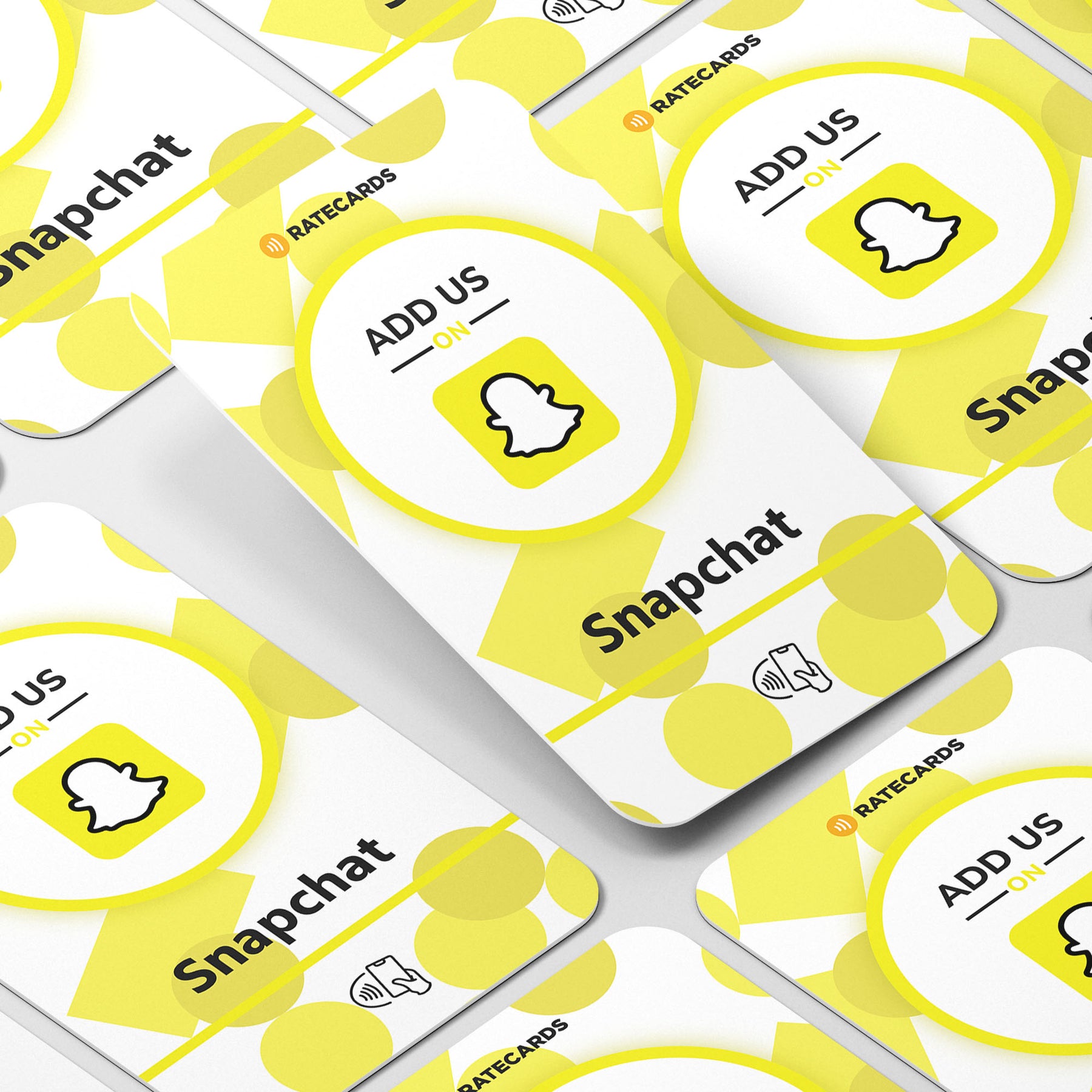 Customer tapping a RATECARDS Snapchat card to follow a business on Snapchat