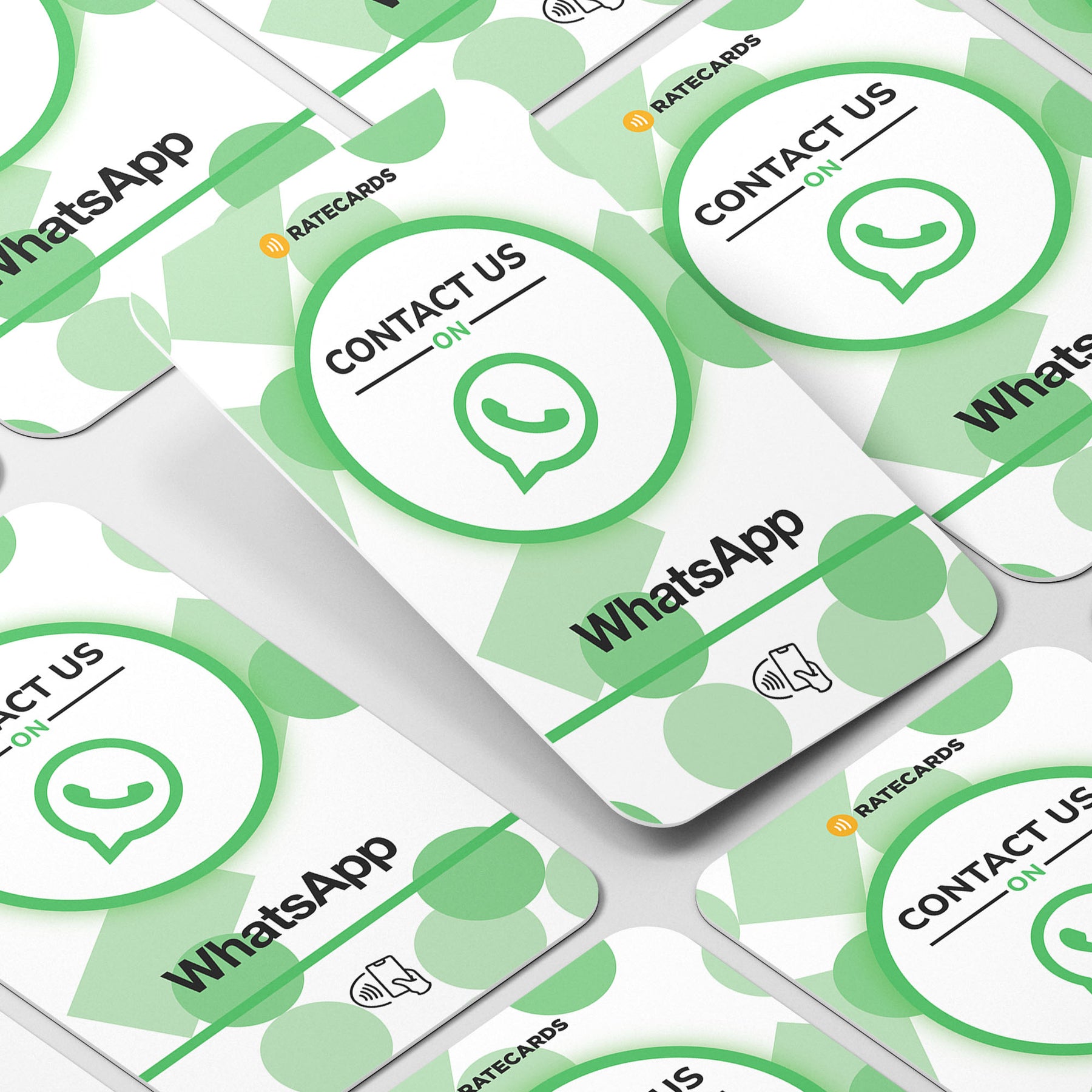 Customer tapping a RATECARDS WhatsApp card to message a business