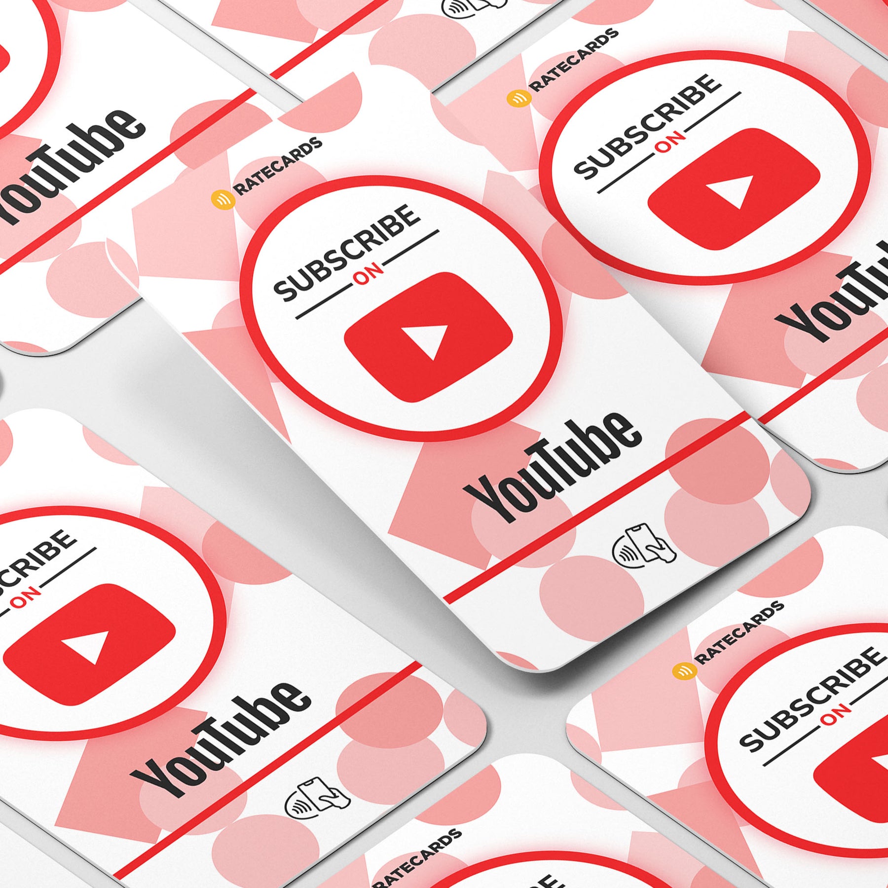 Customer tapping a RATECARDS YouTube card to subscribe instantly