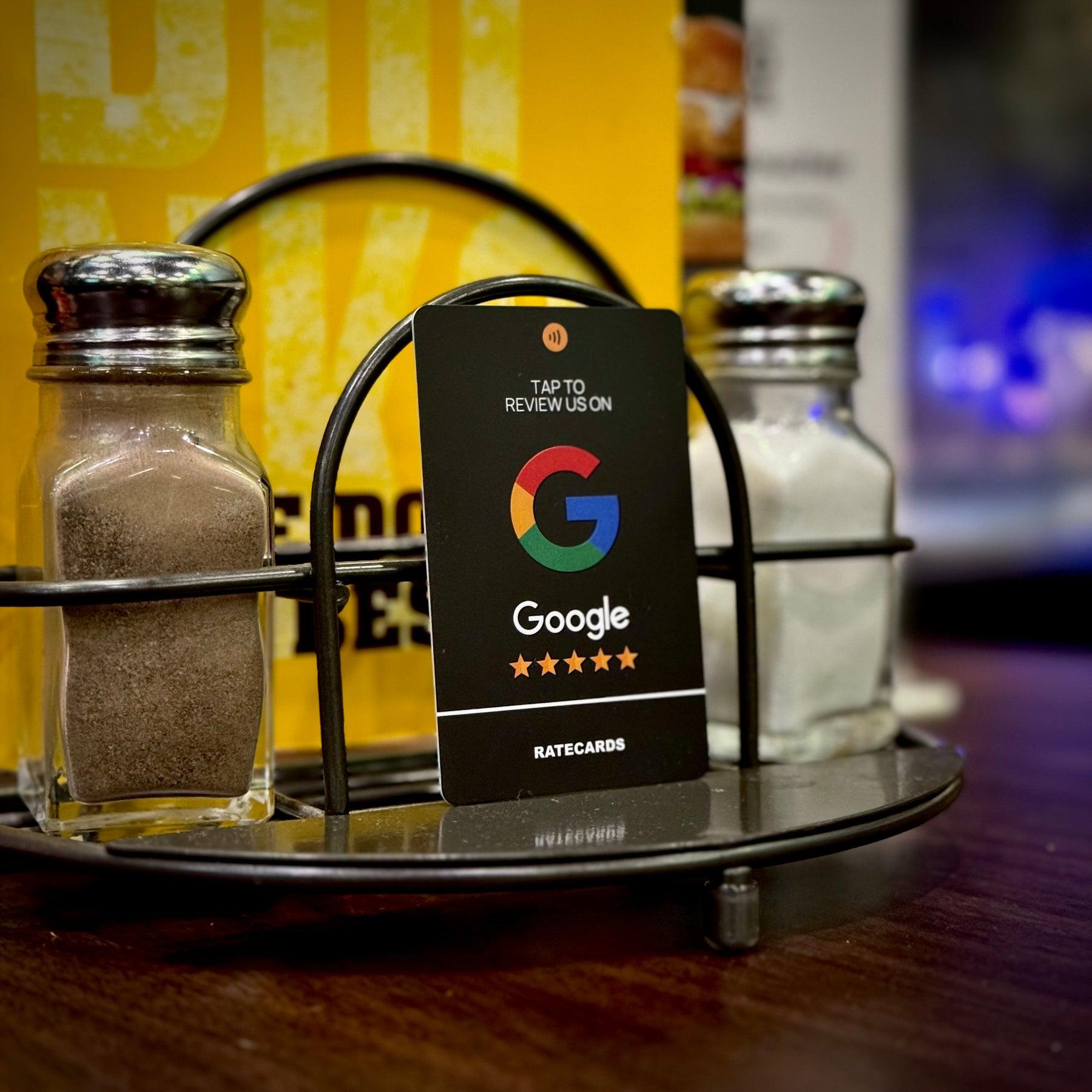 RATECARDS Black Edition Google review card for upscale venues