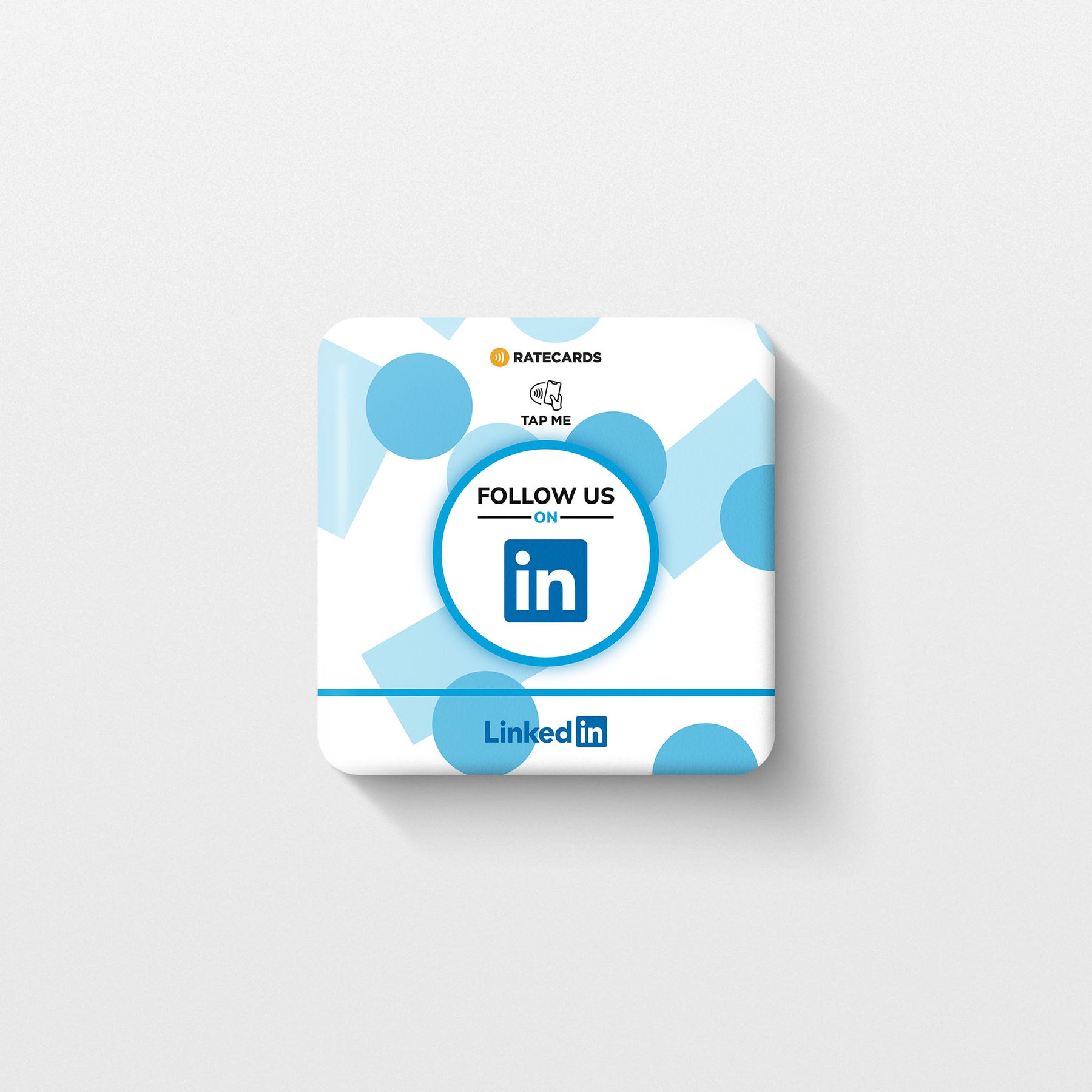 RATECARDS LinkedIn Plate – wall-mounted NFC plate that opens your LinkedIn profile with one tap, QR code backup