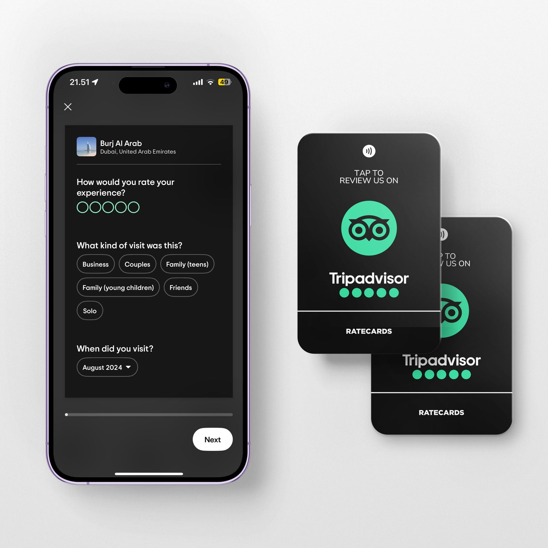 RATECARDS Black Edition Tripadvisor review card