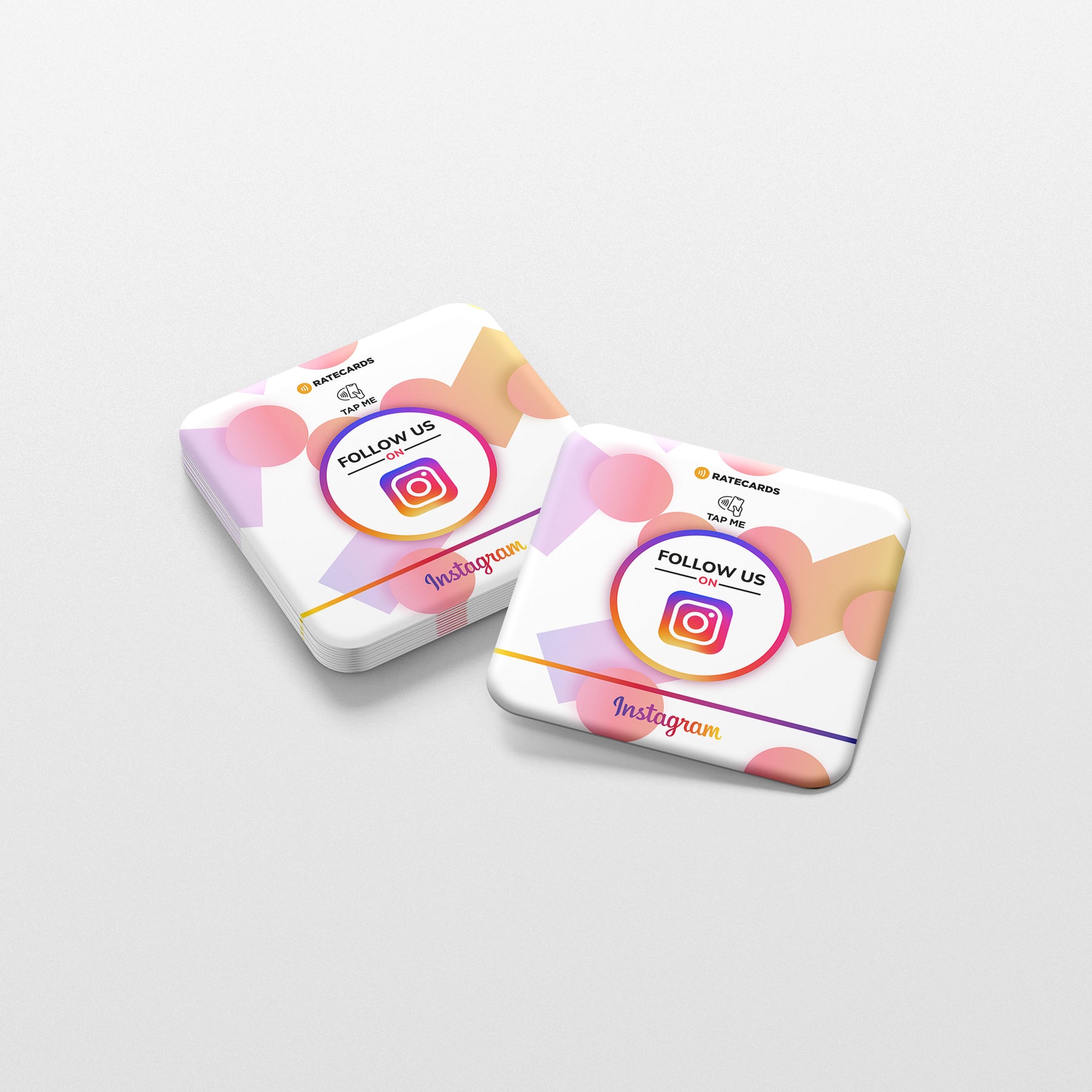 RATECARDS Instagram Followers Plate – wall-mounted NFC tap-to-follow plate linking customers to your Instagram, QR code backup